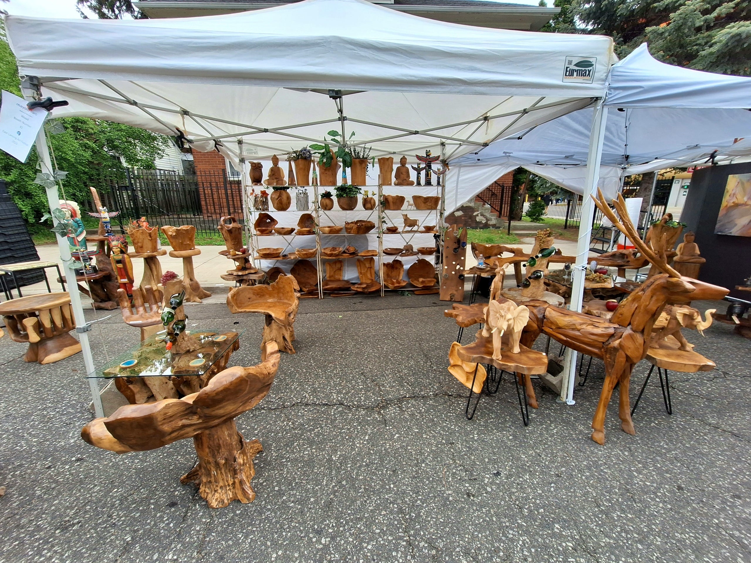 Craftsmanship Under Canvas: Our Wooden Art Market Setup