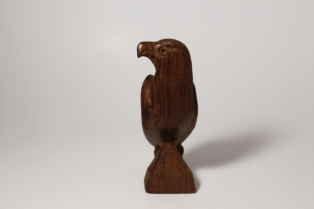 Natural Wonders USA hand-carved dark wood eagle figurine with detailed feathers and a polished finish.