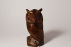 Natural Wonders USA hand-carved dark wood owl figurine with intricate feather details and alert eyes.