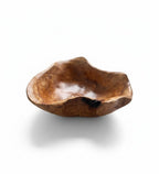 Natural Wonders USA small cedar bowl, 3.5" tall x 7" wide, with a rustic, organic shape and warm brown wood grain.