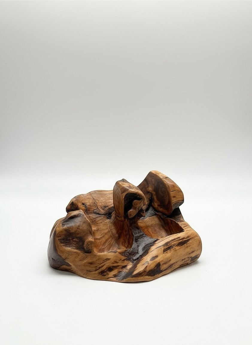 Natural Wonders USA Cedar Burl 2 Bottle Wine Holder with unique natural grain patterns and rustic charm.