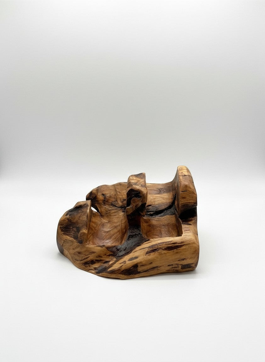 Natural Wonders USA Cedar Burl 2 Bottle Wine Holder with unique natural grain patterns and rustic charm.