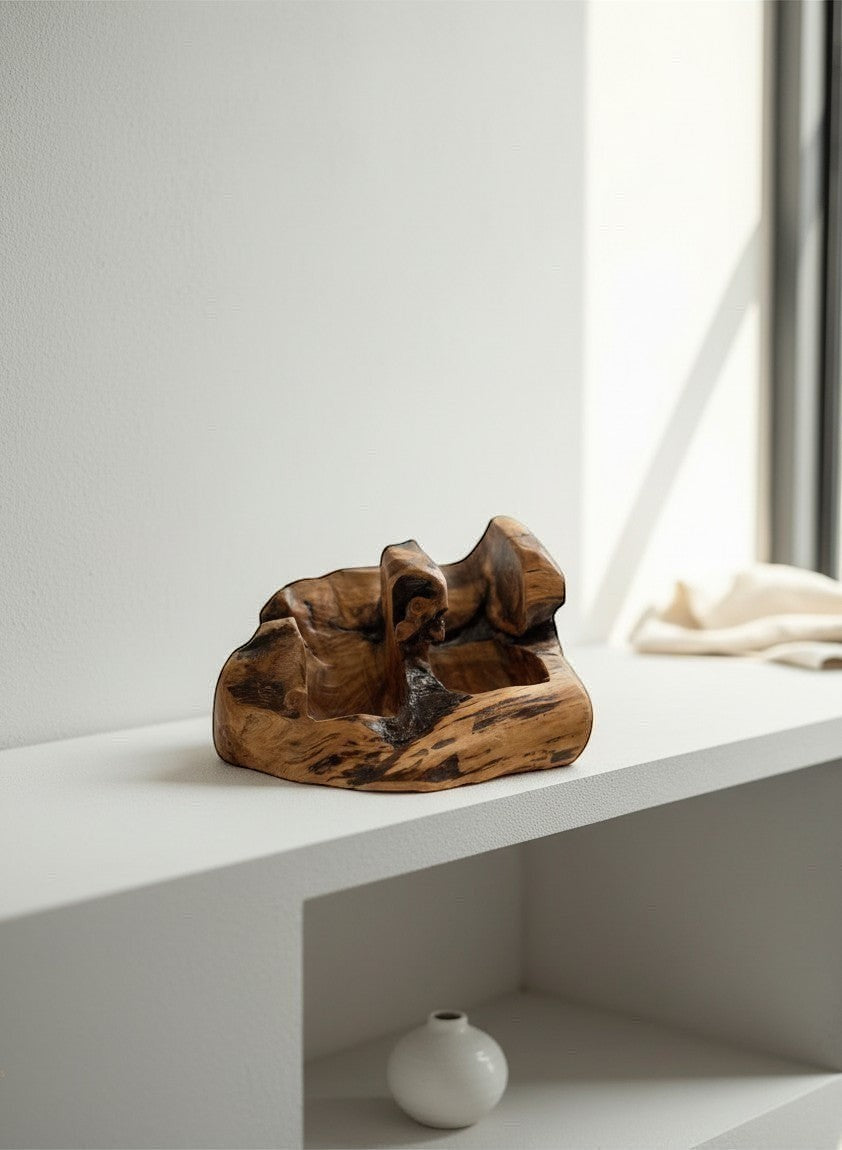 Natural Wonders USA Cedar Burl 2 Bottle Wine Holder with unique wood grain, rustic charm, and natural texture.