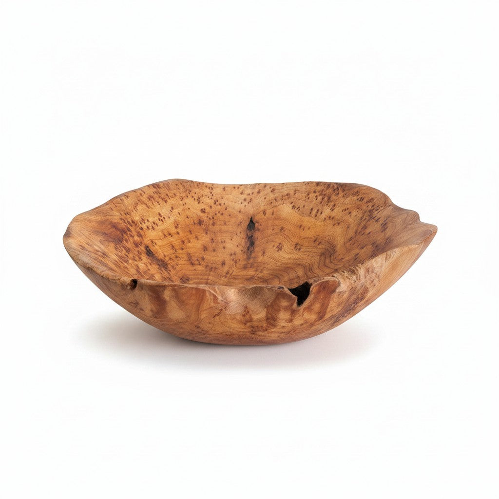 Natural Wonders USA medium cedar wood serving bowl with unique grain patterns and rustic finish. Perfect for fruit or salad.