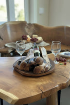 Natural Wonders USA Cedar Single Bottle Wine Holder, rustic wood design with wine bottle and glasses