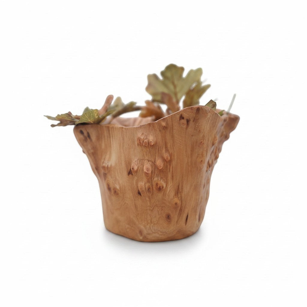 Natural Wonders USA rustic cedar wood bowl with natural imperfections and a food-safe finish, 8" tall.