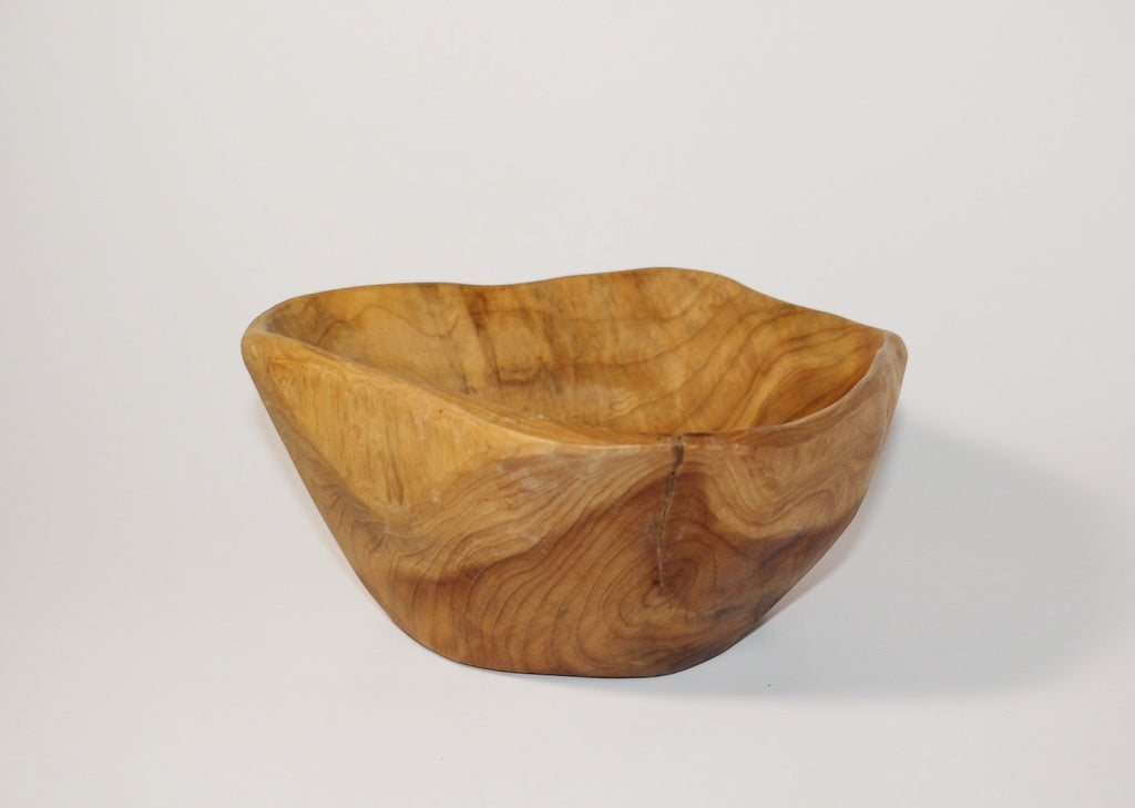 Natural Wonders USA cedar wood nibble dish with natural grain and rustic oval shape, 1.5" H x 6" L x 4.5" W.