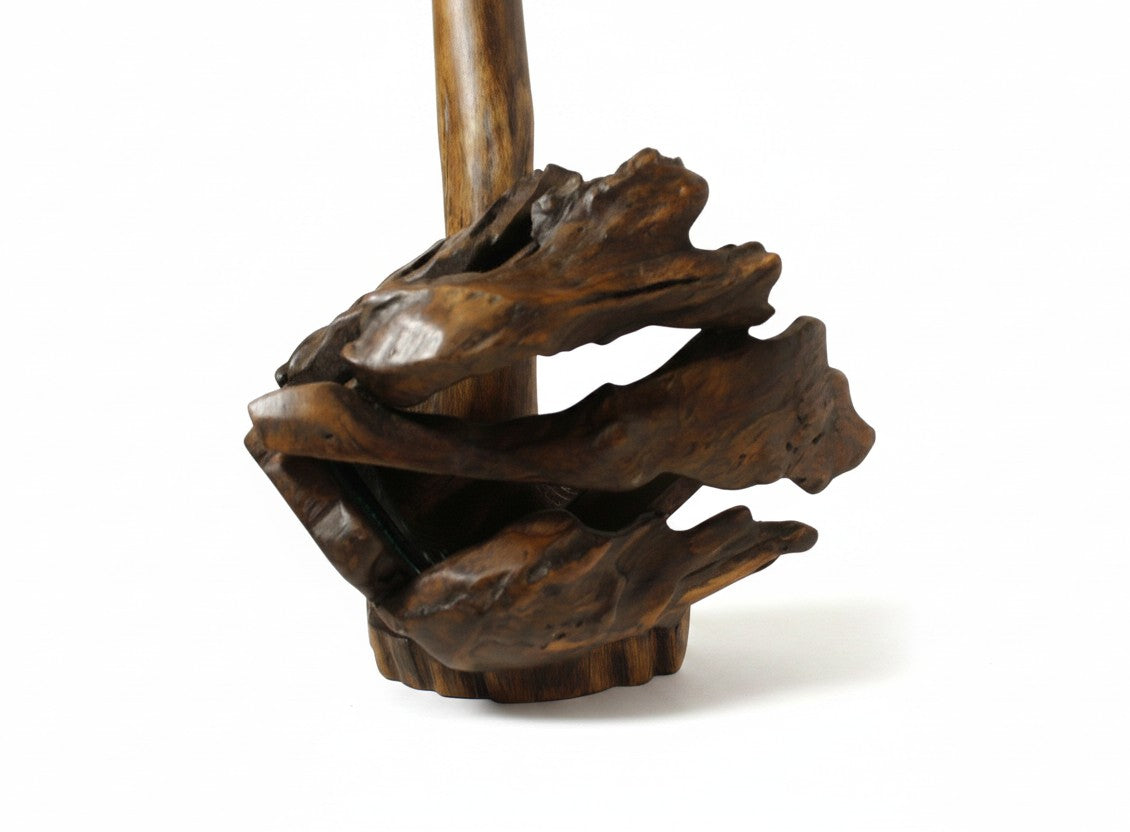 Natural Wonders USA rustic cedar wood wine bottle holder with dark stain and natural grain.
