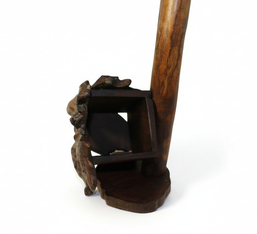 Natural Wonders USA rustic cedar wood wine bottle holder with dark stain and natural grain detail.
