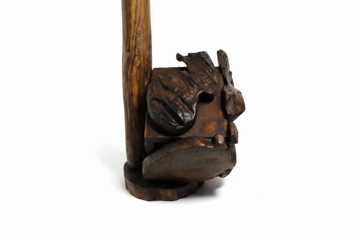 Natural Wonders USA rustic cedar wood wine bottle holder with dark stain and natural grain detail.