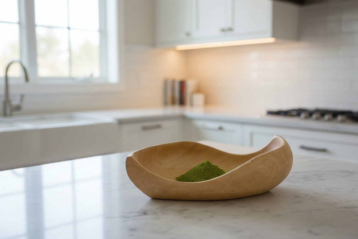 Natural Wonders USA light wood serving bowl, hand carved with organic shape and matte finish.