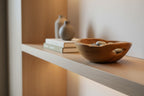 Natural Wonders USA hand carved wooden serving bowl with integrated handles, warm wood tone, rustic charm.