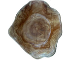 Natural Wonders USA large cedar serving bowl with natural wood grain and irregular edge, 5" tall x 16" round.