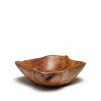 Natural Wonders USA medium cedar wood serving bowl with rustic grain and smooth finish, 4" H x 7" L x 6" W.