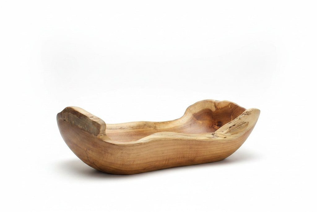 Natural Wonders USA rustic wooden trough bowl, handcrafted from solid wood with natural grain and irregular edges. Perfect centerpiece or catch-all.