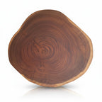 Natural Wonders USA 16" round teakwood lazy Susan serving tray with natural wood grain. Ideal for serving food or condiments.