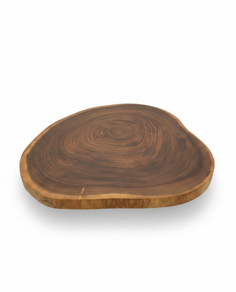 Natural Wonders USA 16" round teakwood lazy Susan with a bottle of red wine and decorative grapes.