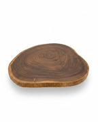 Natural Wonders USA 16" round teakwood lazy Susan with a bottle of red wine and decorative grapes.