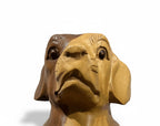 Natural Wonders USA wooden dog sculpture, 22" tall, with smooth curves and detailed carving, rustic style.