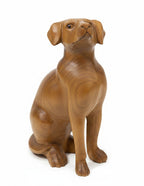 Natural Wonders USA wooden dog sculpture with smooth curves and detailed carving, 22" tall.