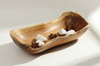 Natural Wonders USA rustic wooden trough bowl, handcrafted from solid wood with natural grain and irregular edges. Perfect centerpiece or catch-all.