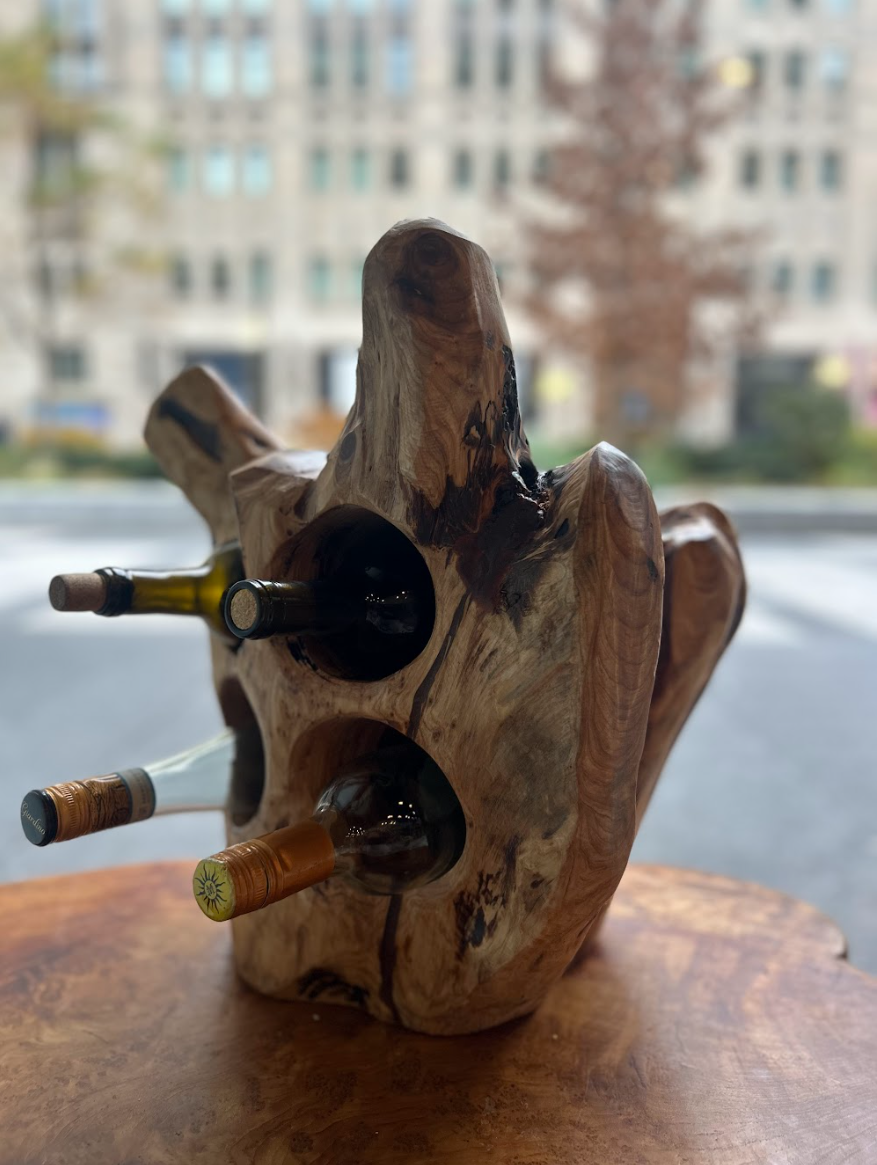 Teak root wine holder- 4 bottles