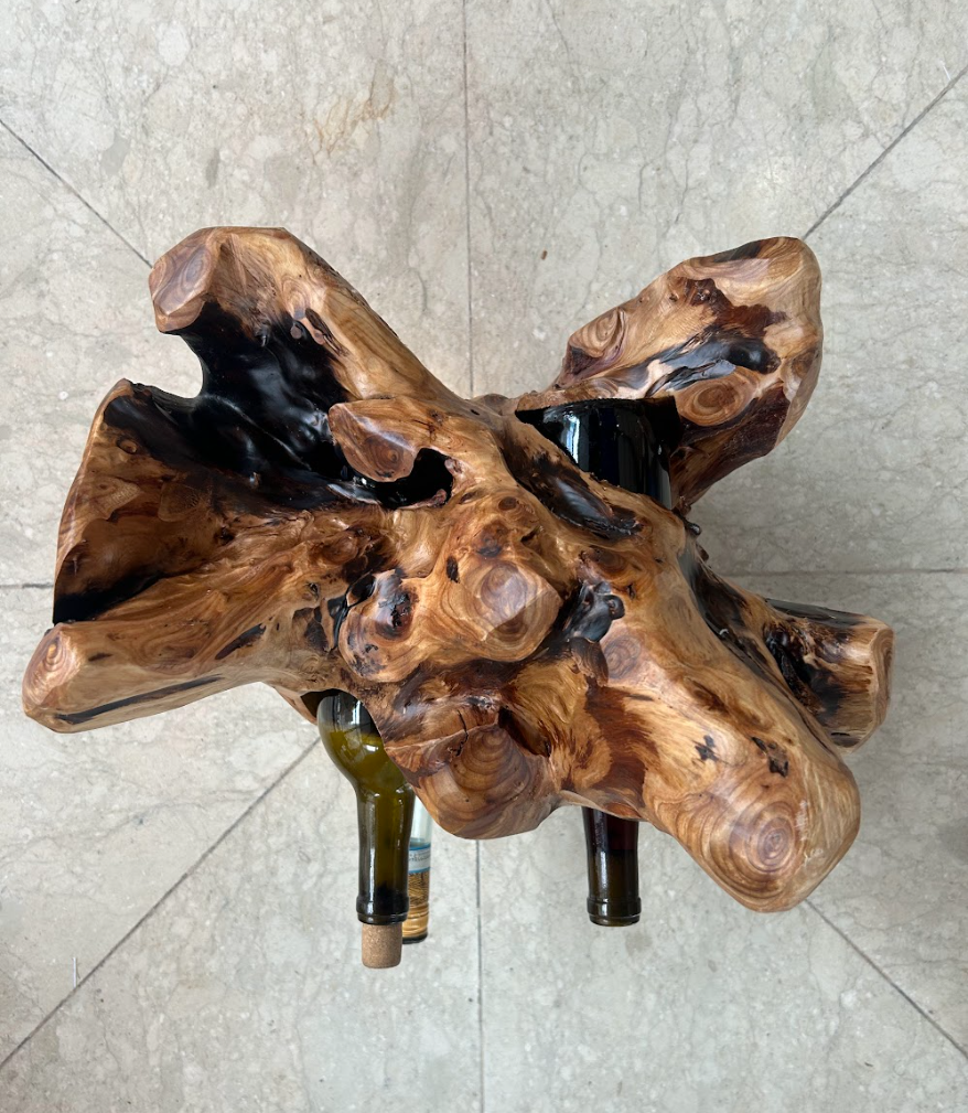 Teak root wine holder- 4 bottles